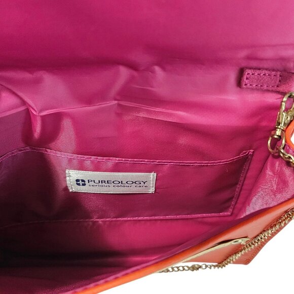 Bundle BAEKGAARD Pink Orange Clutch PUREOLOGY Chain Link Strap Crossbody Bag - Picture 6 of 16